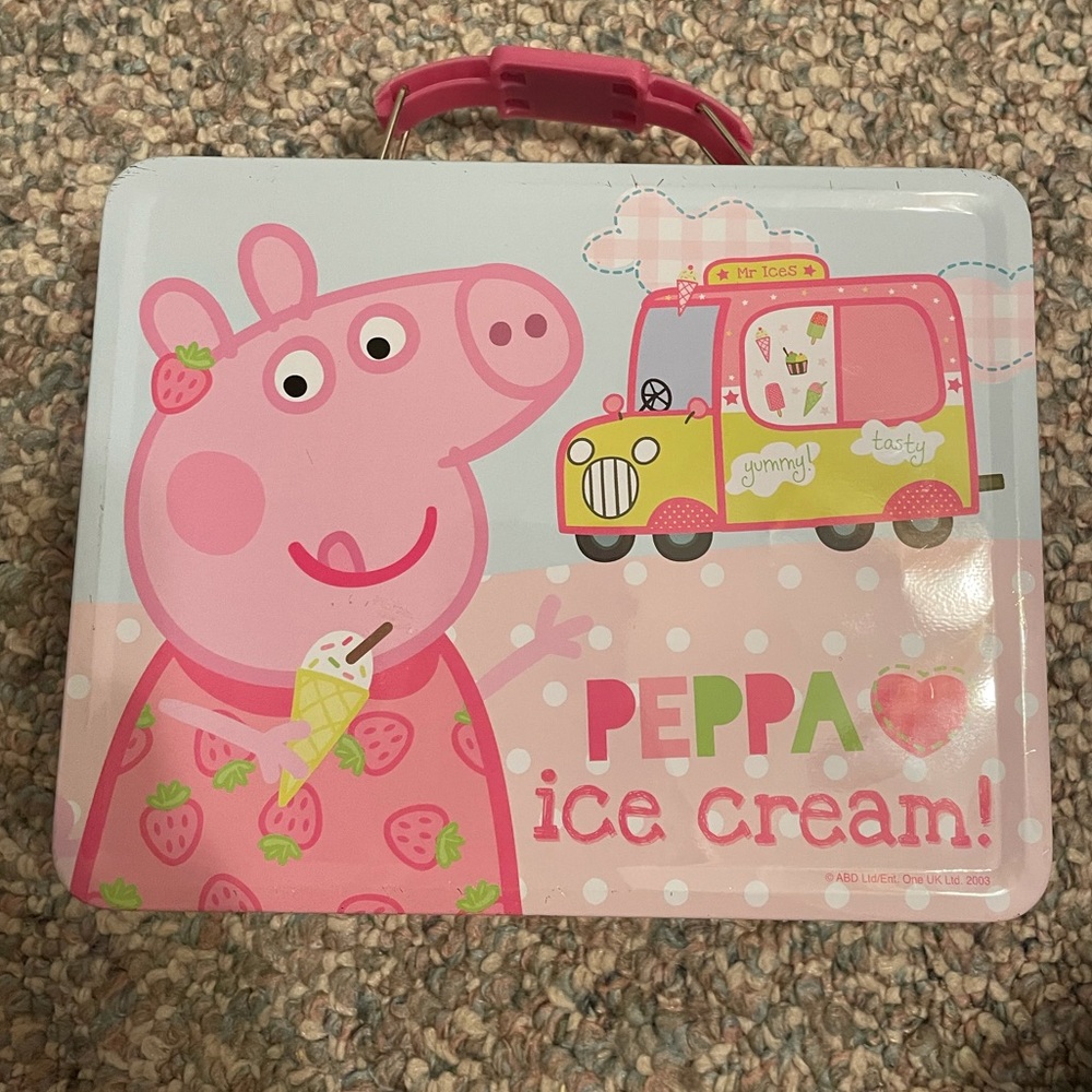 Kids Peppa Pig Ice Cream Lunchbox Tin